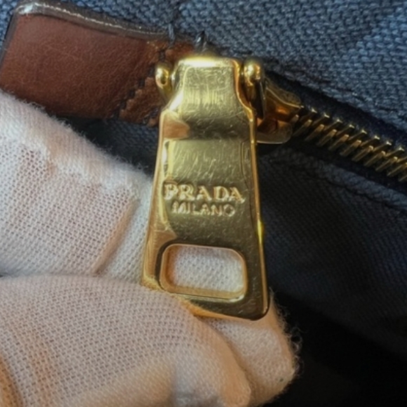 PRADA Blue Denim Large Canapa Tote Bag | EUC - Picture 5 of 11